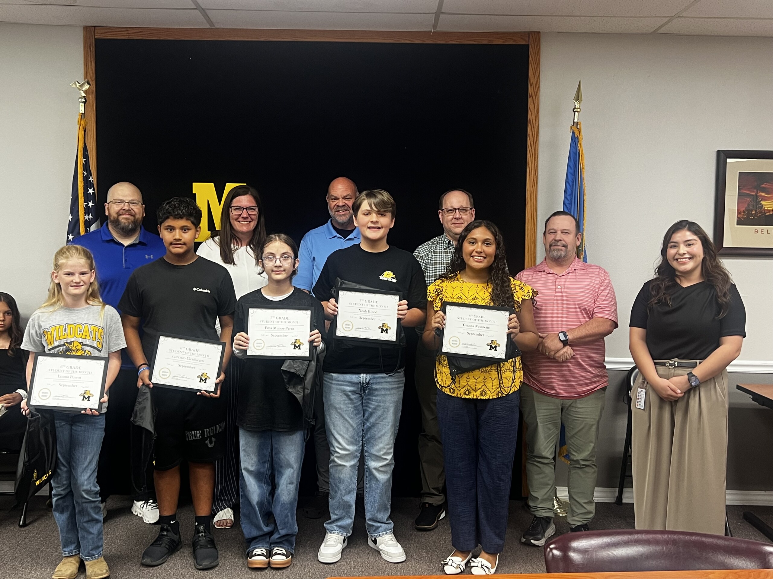 MS Students of the Month with board members.